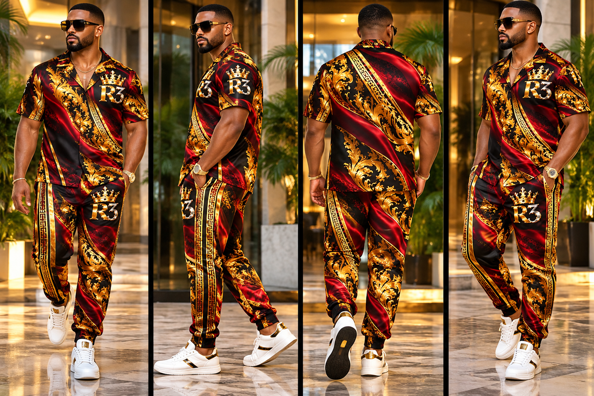 R3 HOUSE MENS BURGUNDY SET