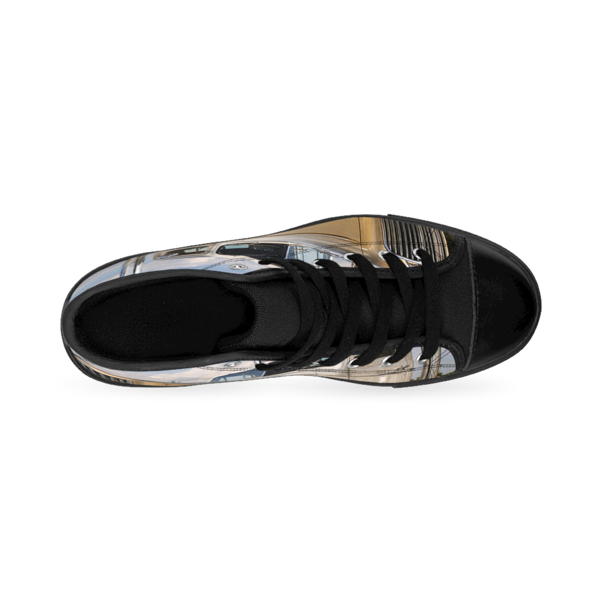 Classic Truck Print High-Top Sneakers — Men's Retro Automotive Canvas Shoes