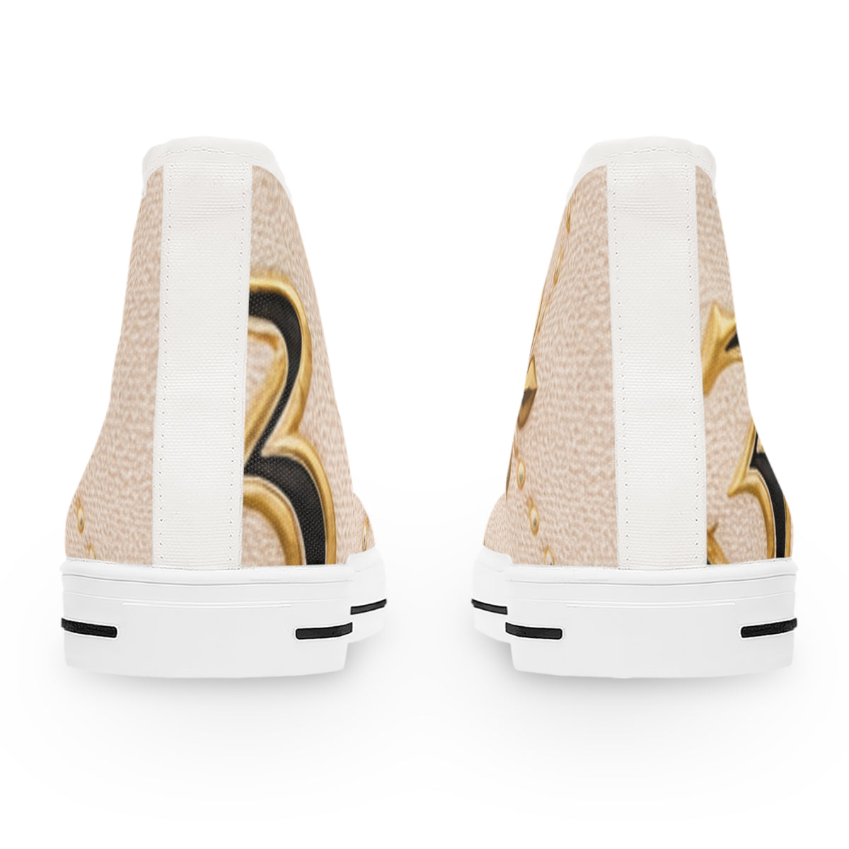Women's High Top Sneakers — Elegant Pearl & Gold Floral Print