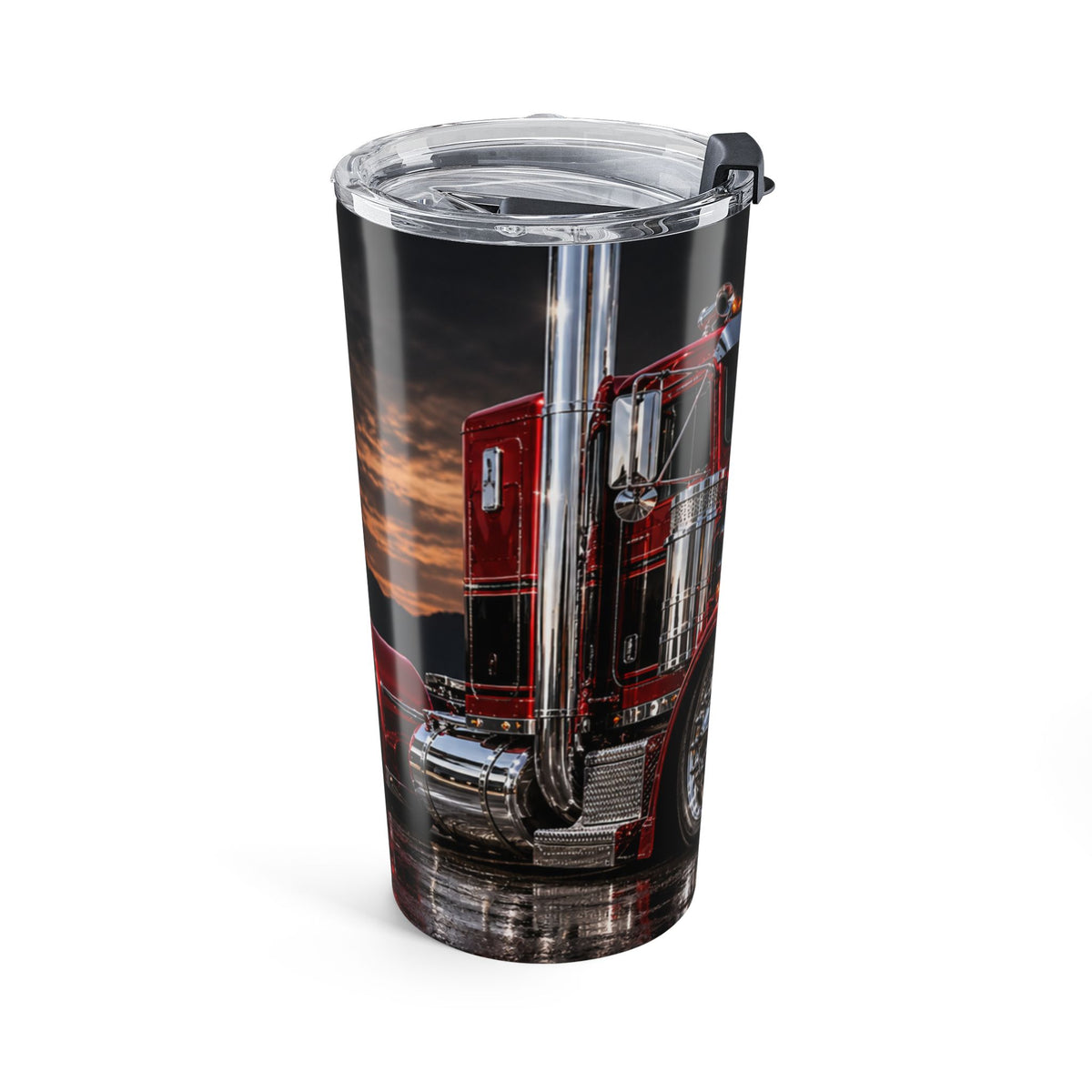 20oz Truck Tumbler — Red Big Rig Travel Cup, Trucker Gift