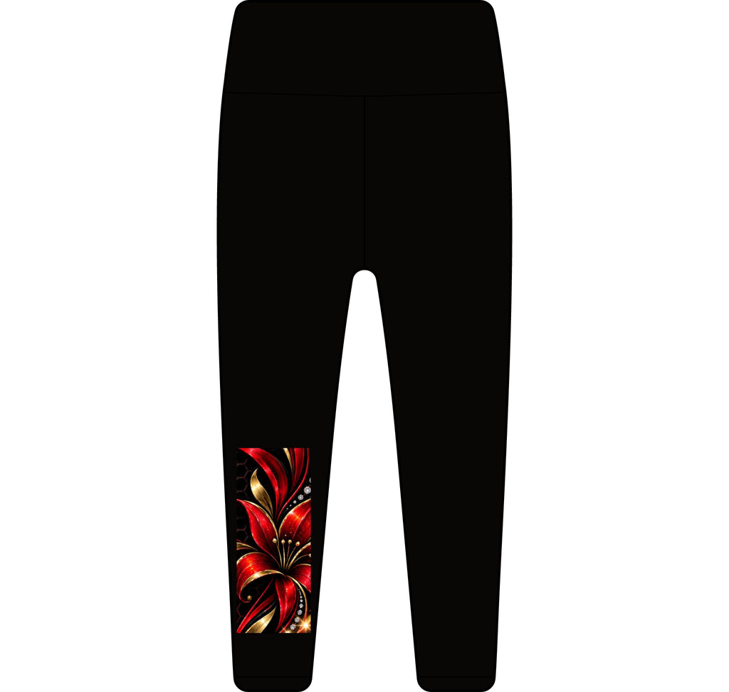 RIGGS 360 Impact Women's Leggings — Red Floral Abstract Accent