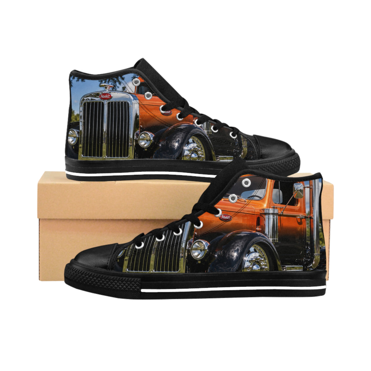 RIGGS 360 Classic Car High-Top Sneakers — Vintage Orange Hot Rod Design