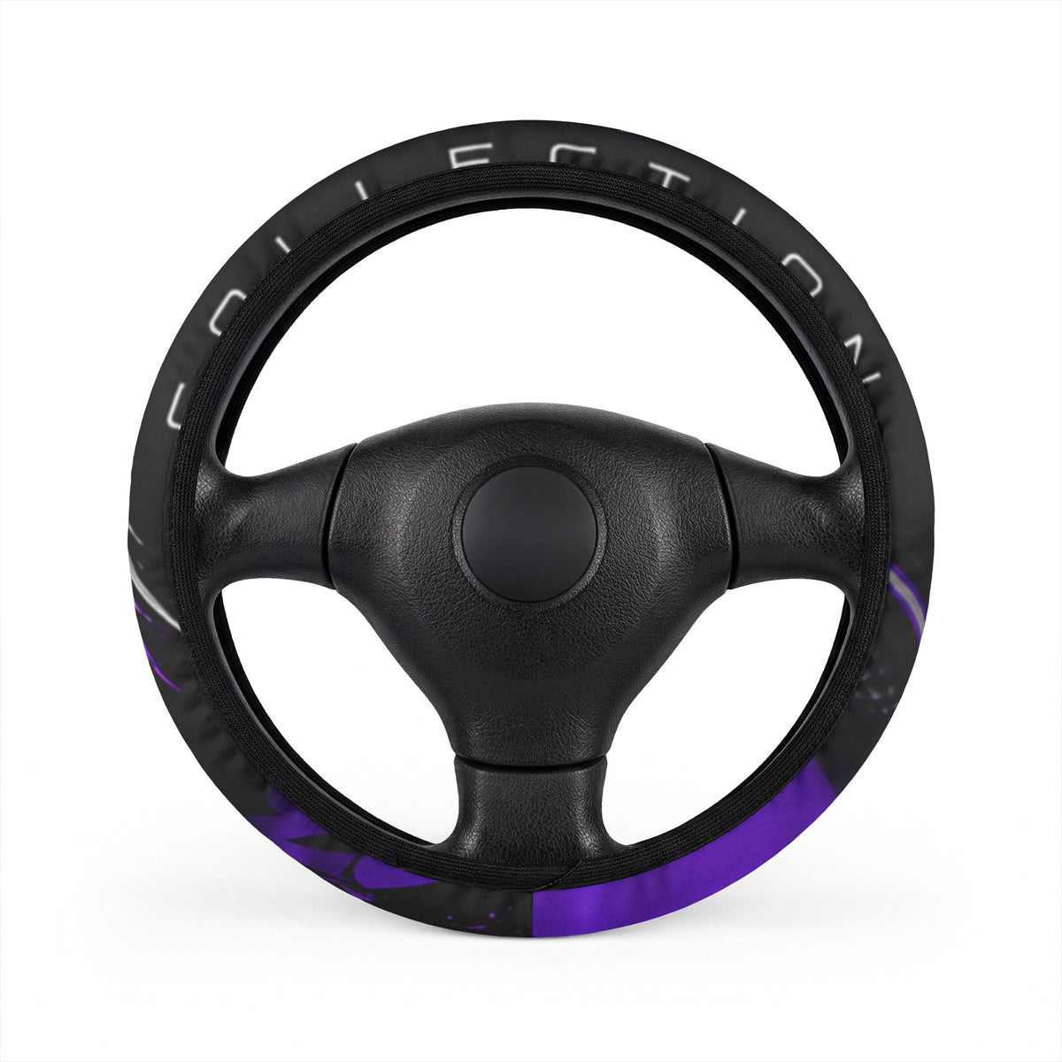 Purple Smoke Car Steering Wheel Cover — Black & Violet Grip