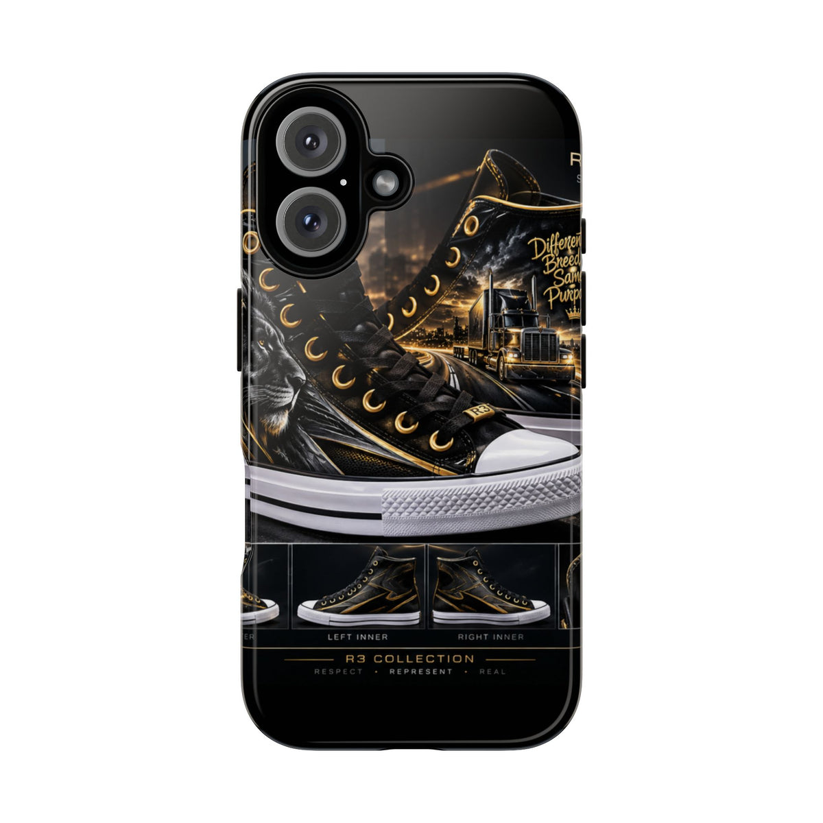 RIGGS 360 Phone Case — Black & Gold Sneaker Graphic Protective Tough Case