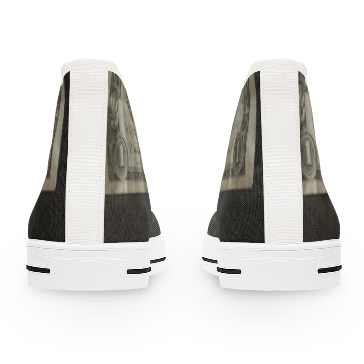 Money Print Women's High Top Sneakers — Retro Dollar Graphic Canvas Shoes