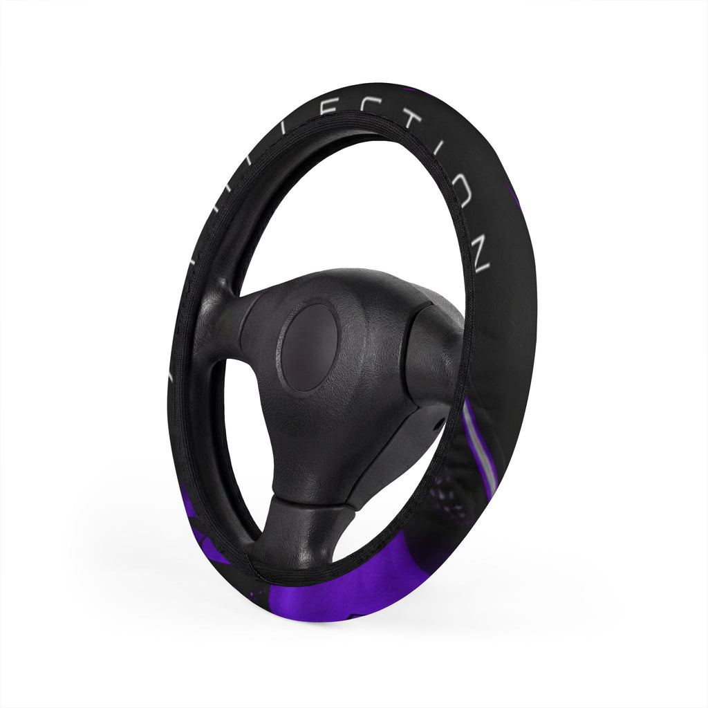 Purple Smoke Car Steering Wheel Cover — Black & Violet Grip