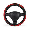 Red & Black Camouflage Steering Wheel Cover — Heat-Resistant Grip for Cars