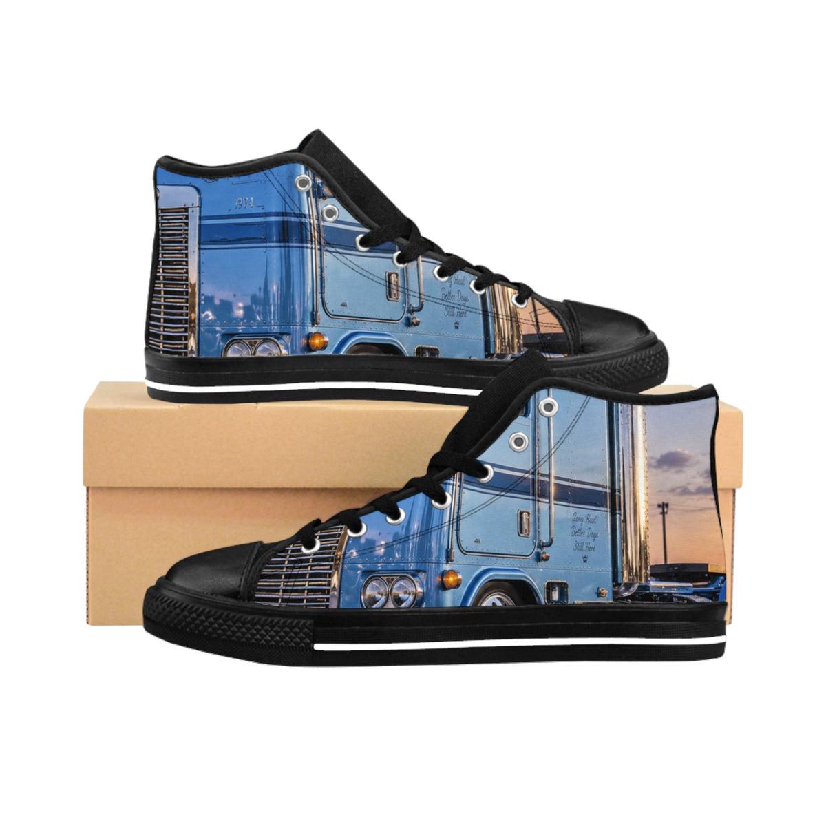 RIGGS 360 Classic High-Top Sneakers — Industrial Metal Train Photo Print