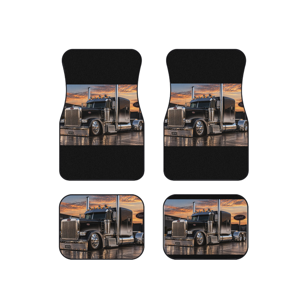 Semi Truck Car Floor Mats (Set of 4) – Heavy-Duty Trucker Interior Mats