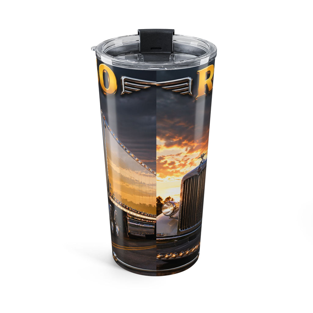 20oz Trucker Tumbler – Vintage Big Rig Sunset Travel Mug