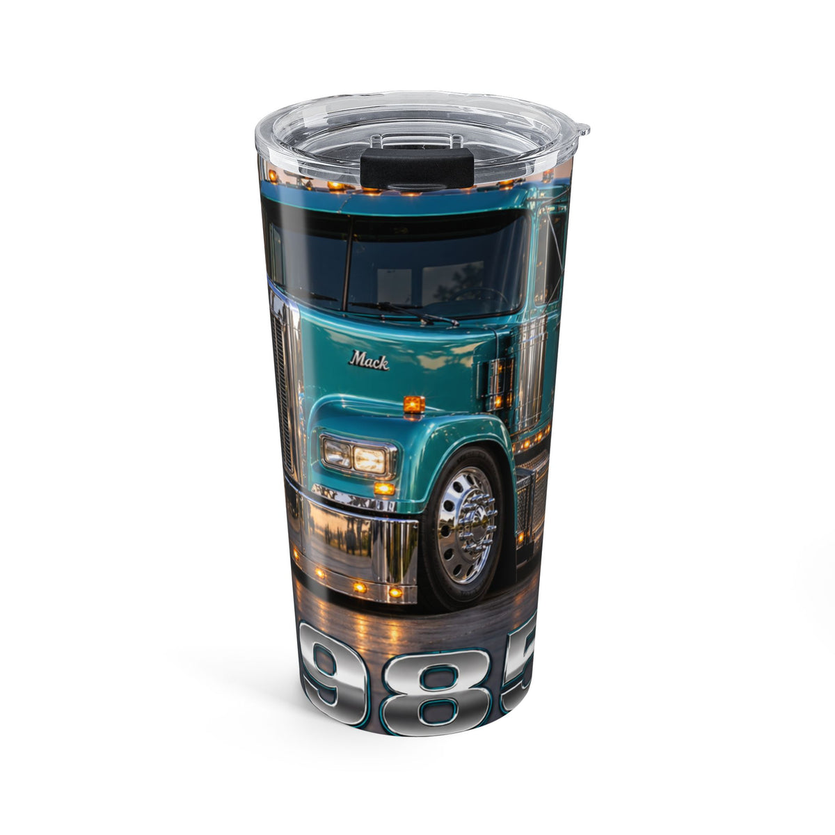 20oz Truck Tumbler — Teal Semi-Truck Travel Mug
