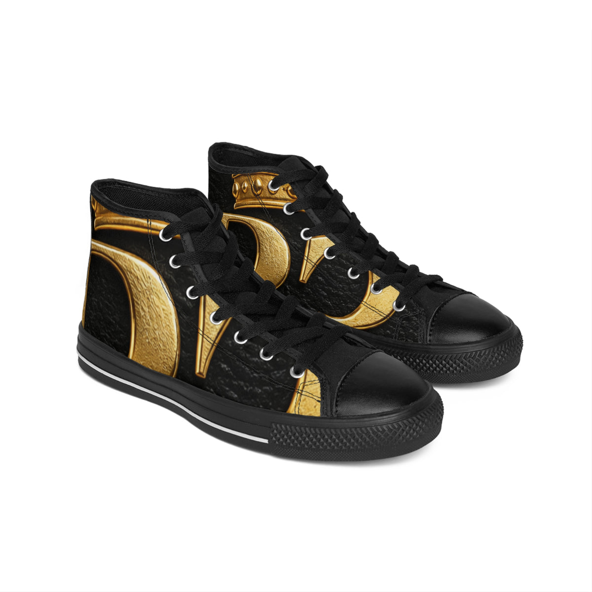 Gold Accent High-Top Sneakers — Men's Classic Fashion Trainers