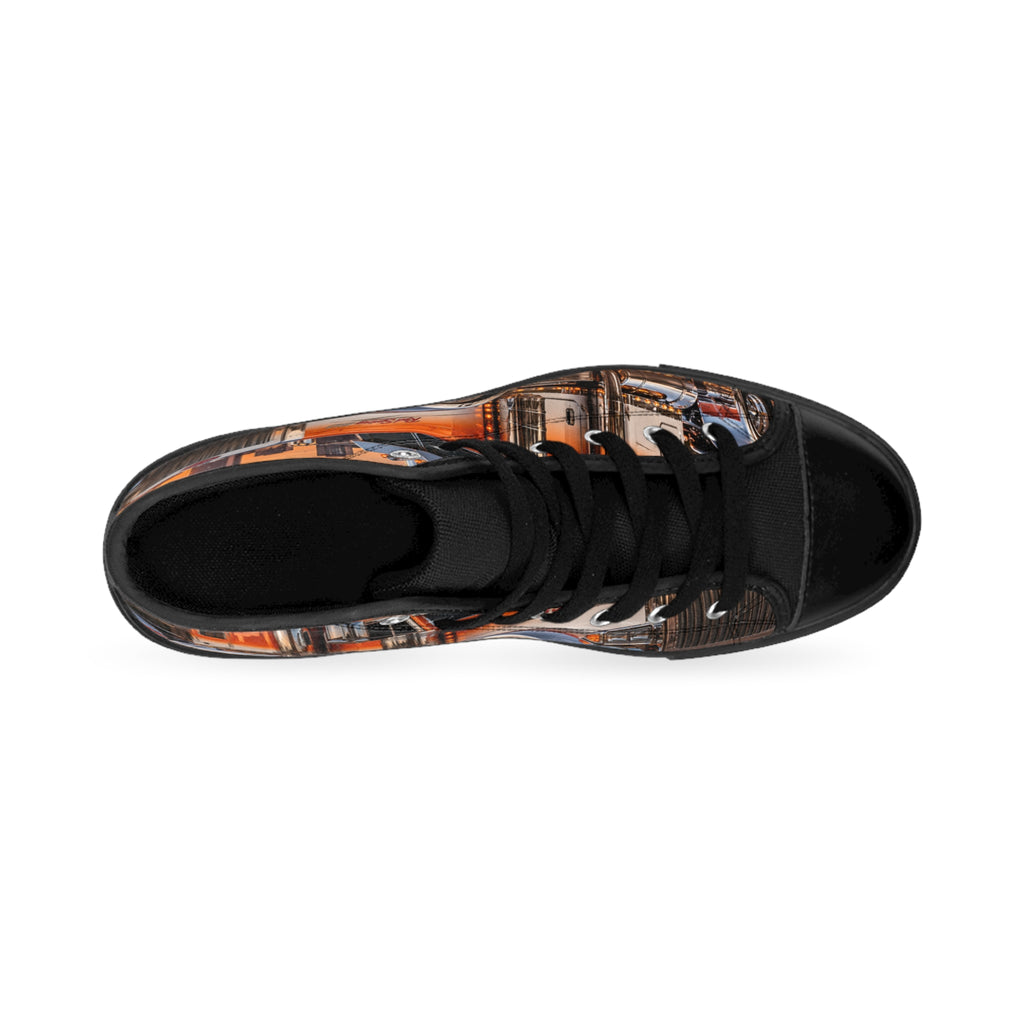 Truck Print High-Top Sneakers — Men's Classic Trucking Graphic Shoes