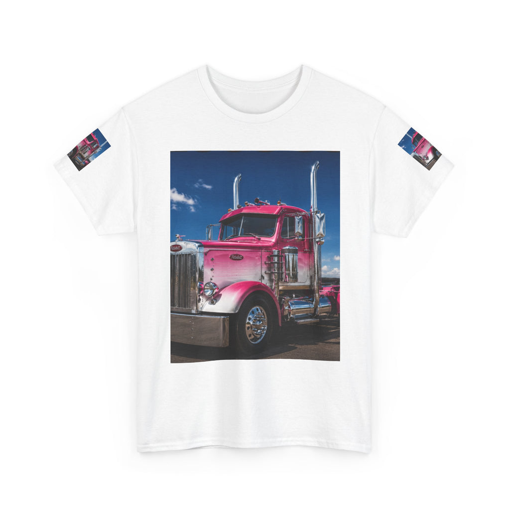 Pink Semi Truck T‑Shirt — Vintage Big Rig Print for Truckers & Fans