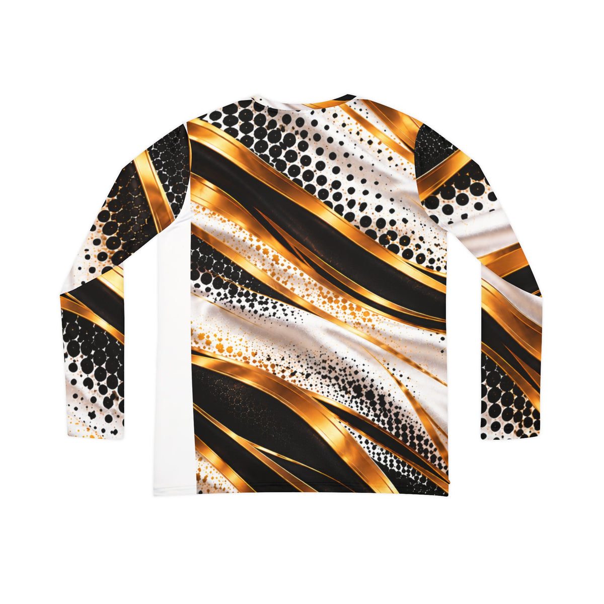 Women's V-Neck Long Sleeve Shirt — Metallic Gold Wave Abstract AOP