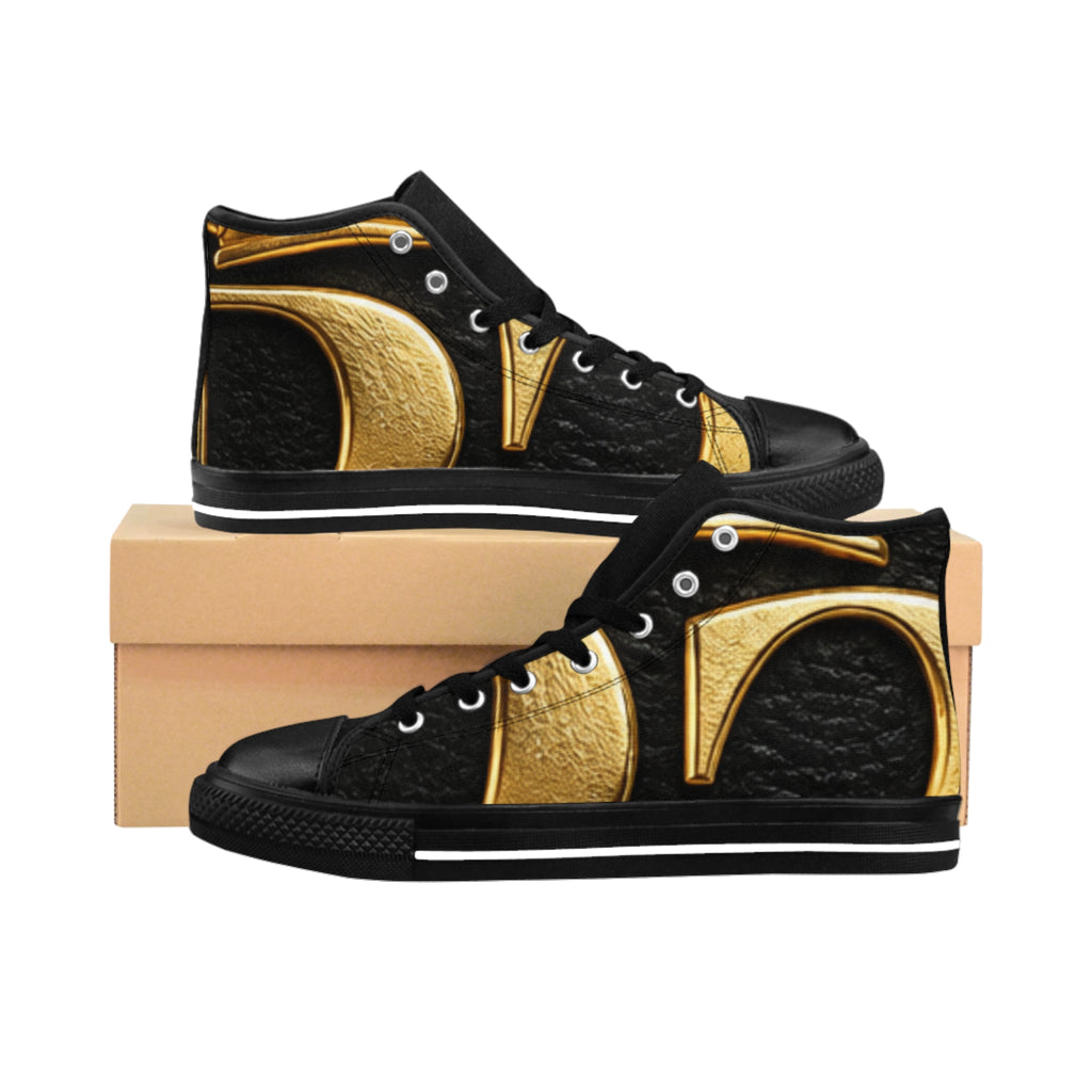 Gold Accent High-Top Sneakers — Men's Classic Fashion Trainers