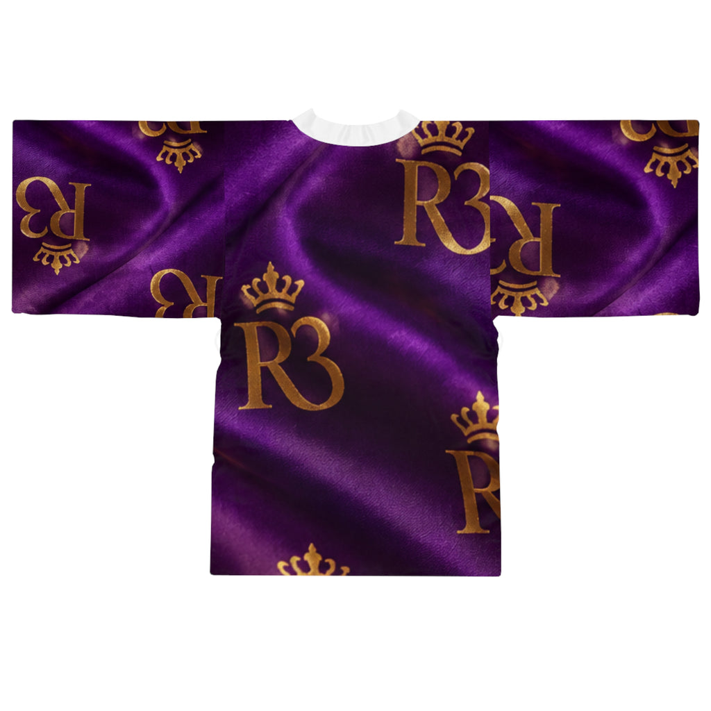 RIGGS 360 Royal Purple Kimono Robe — Gold Crown Monogram AOP
