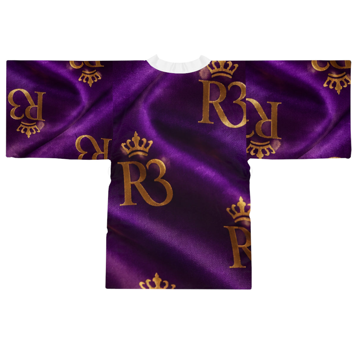 RIGGS 360 Royal Purple Kimono Robe — Gold Crown Monogram AOP