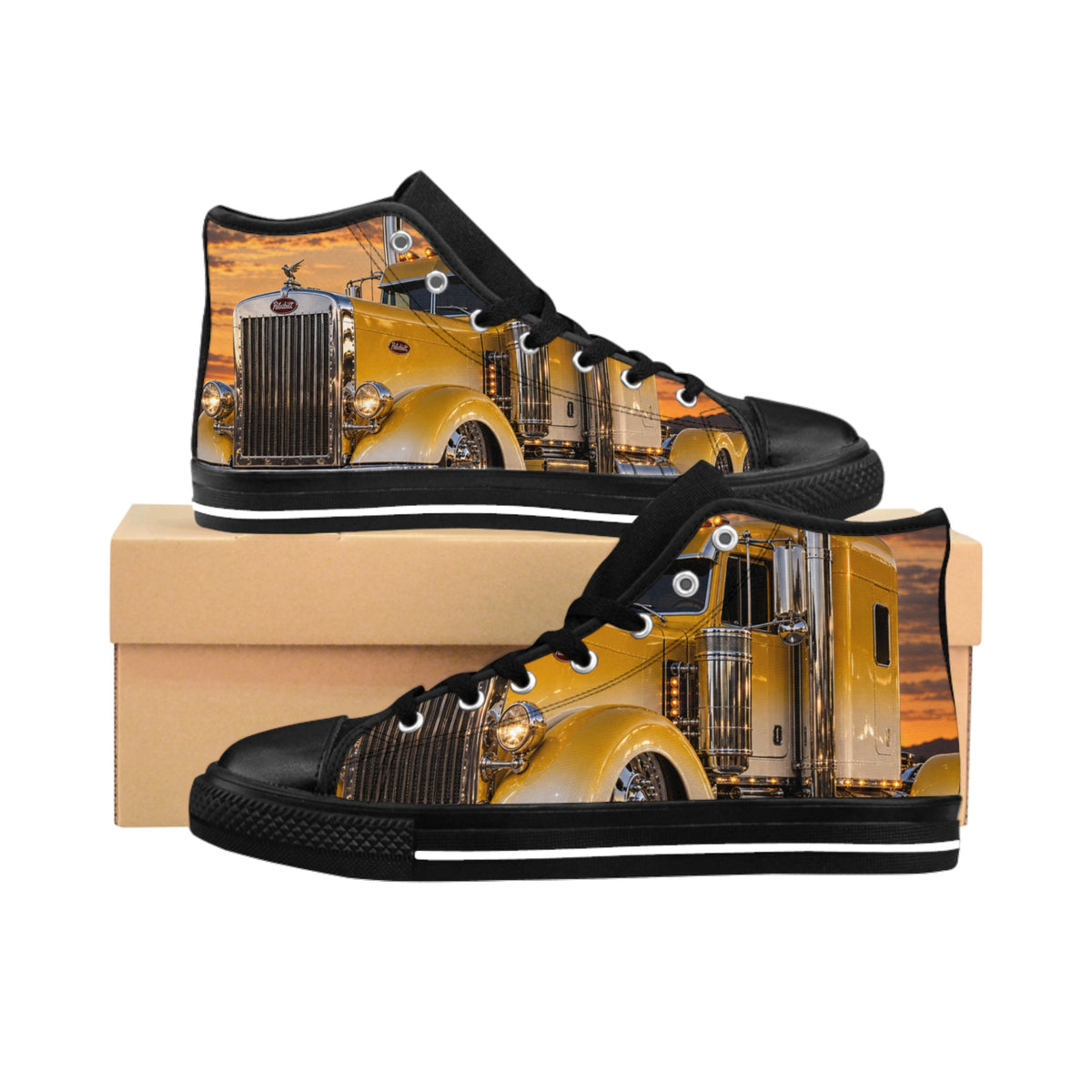 RIGGS 360 Yellow Semi Truck High-Top Sneakers — Men's Classic Truck Driver Shoes