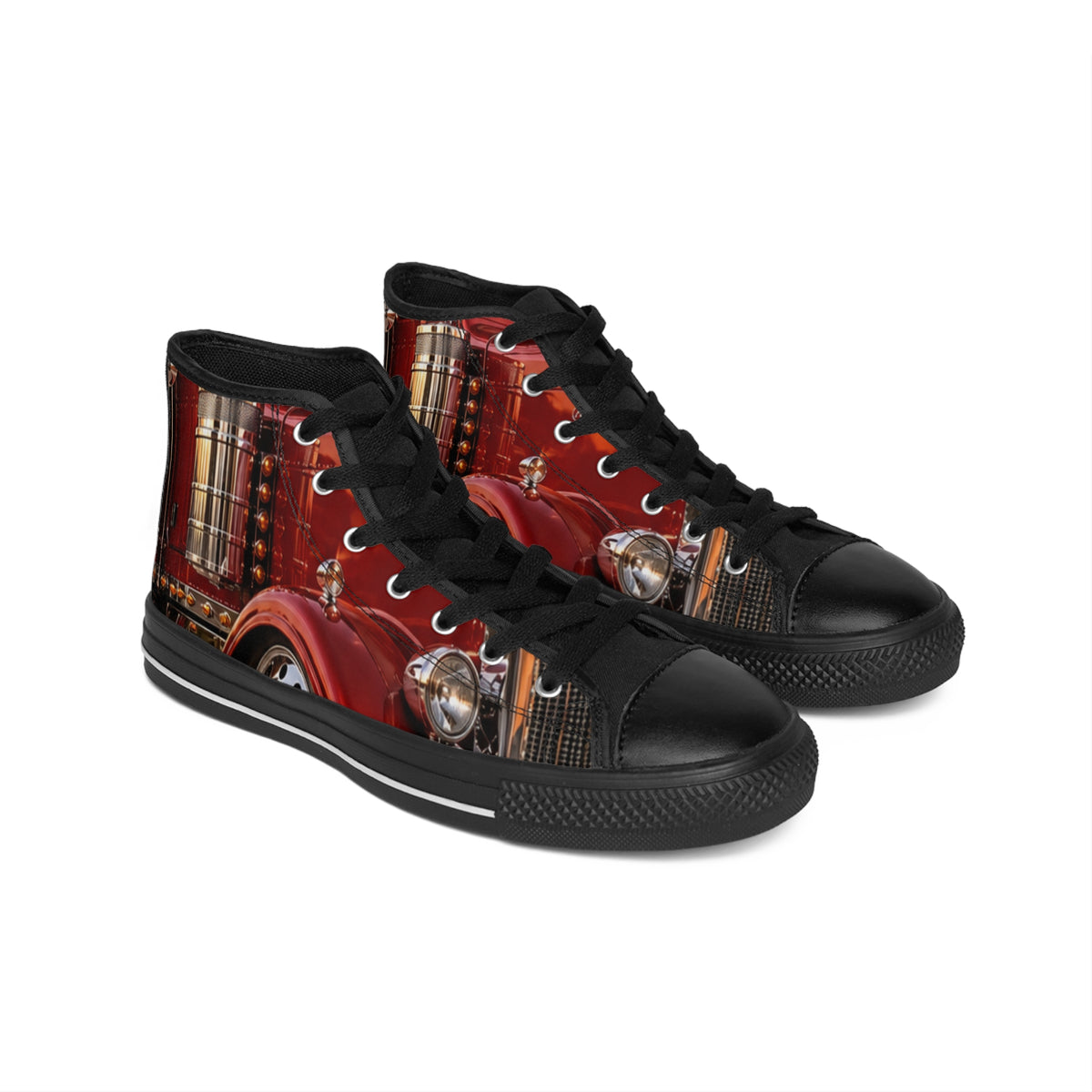 RIGGS 360 Vintage Red Truck High-Top Sneakers — Classic Retro Automotive Men’s Shoes