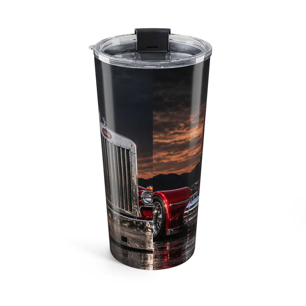 20oz Truck Tumbler — Red Big Rig Travel Cup, Trucker Gift