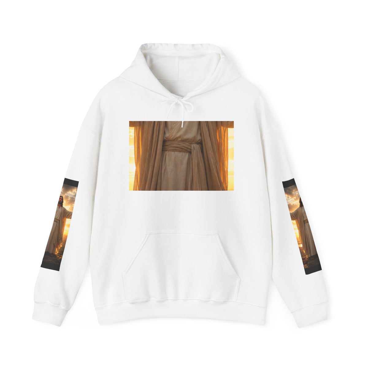 RIGGS 360 Sunset Cloak Hoodie — Serene Draped Robe Graphic Hooded Sweatshirt