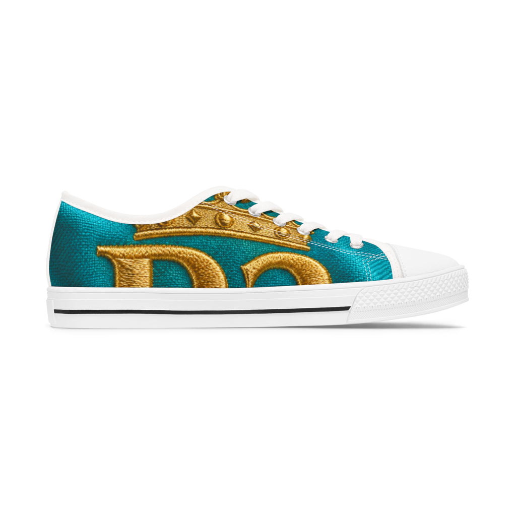 Low Top Sneakers — Teal & Gold Decorative Scroll Pattern