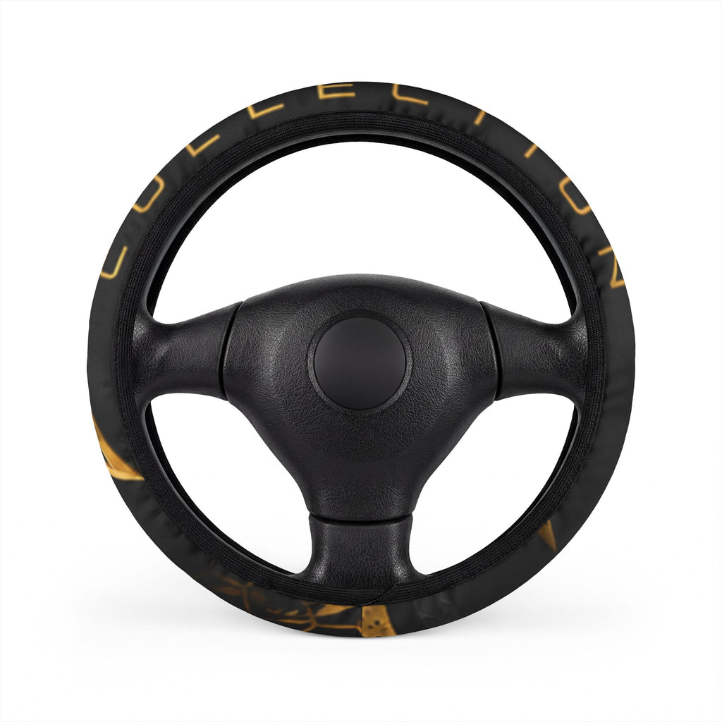 Tortoiseshell Pattern Car Steering Wheel Cover — Stylish Black & Amber Grip