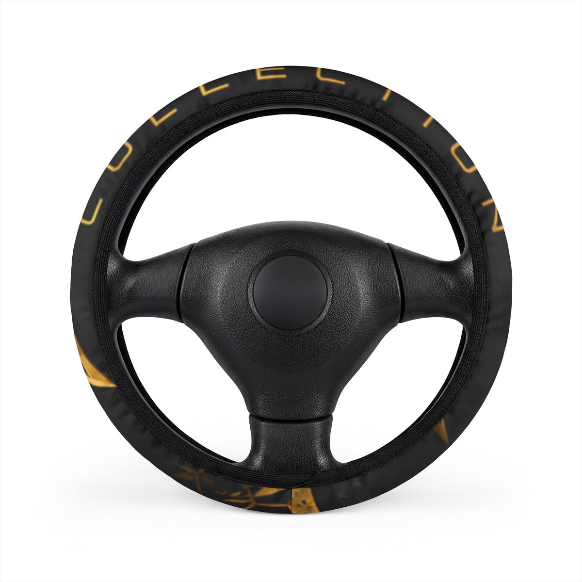 Tortoiseshell Pattern Car Steering Wheel Cover — Stylish Black & Amber Grip
