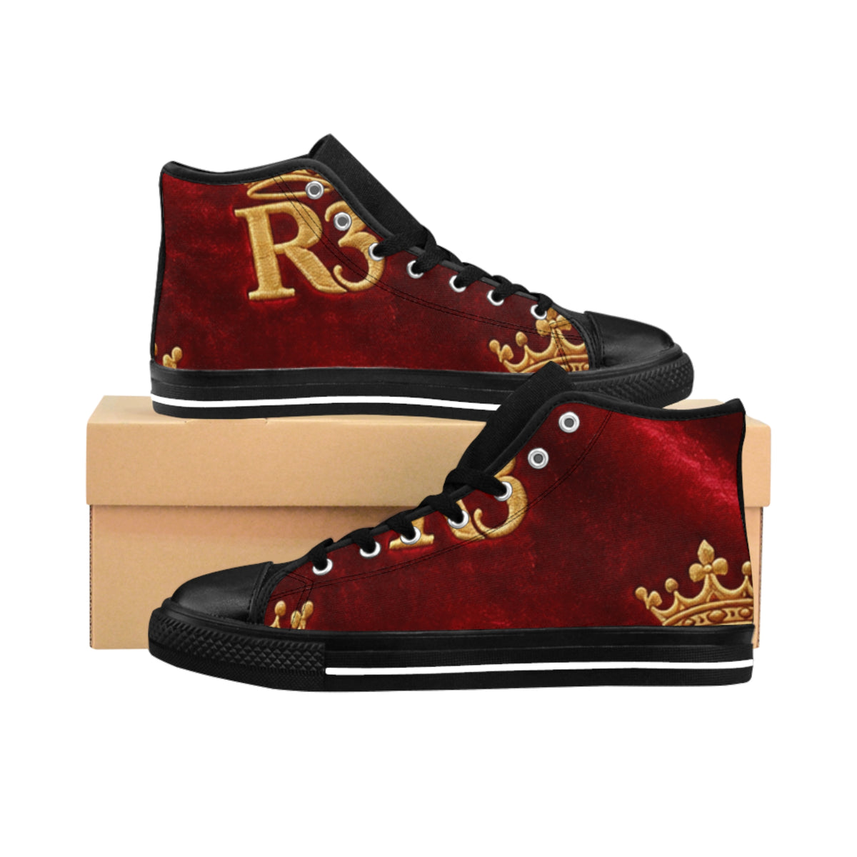 Royal Crown High-Top Sneakers — Red Velvet 'R3' Design