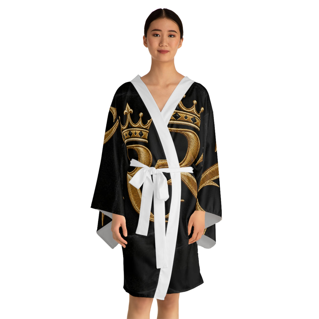 RIGGS 360 Royal Black & Gold Kimono Robe – Crown R3 Luxe Lounge Wear