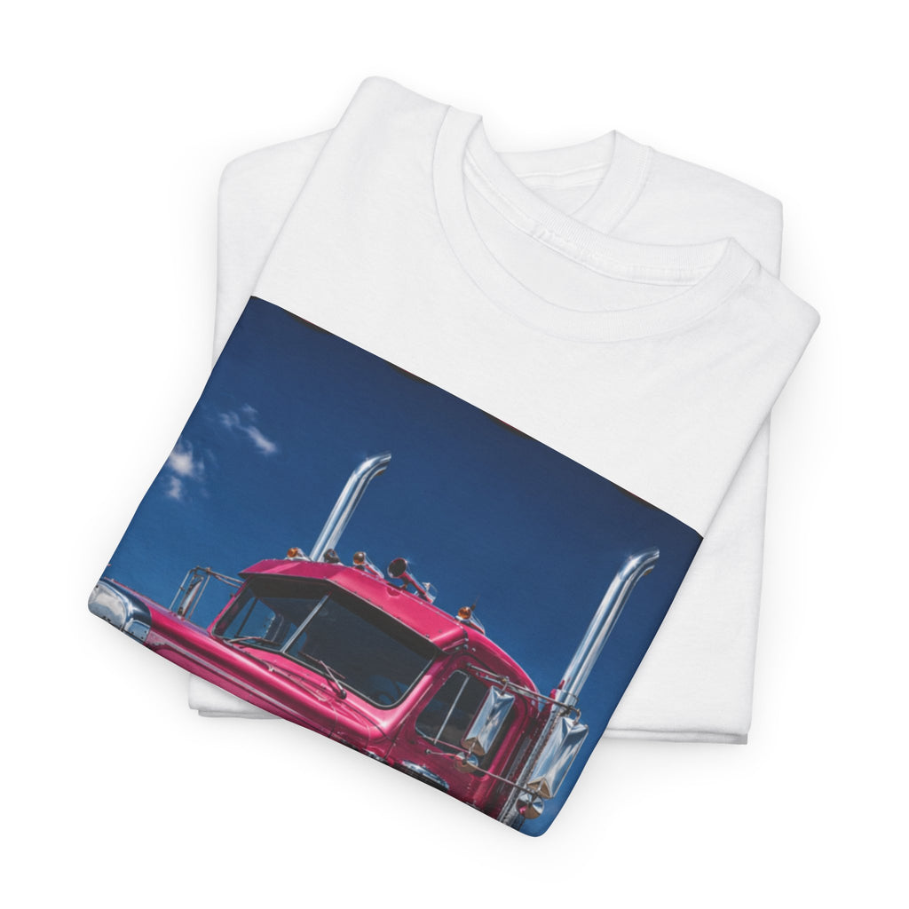 Pink Semi Truck T‑Shirt — Vintage Big Rig Print for Truckers & Fans