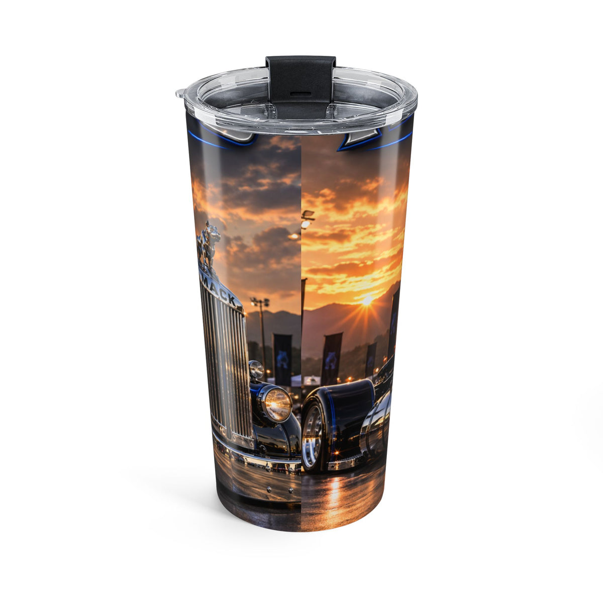 20oz Truck Tumbler – 'The Bulldog' Sunset Semi Truck Travel Mug