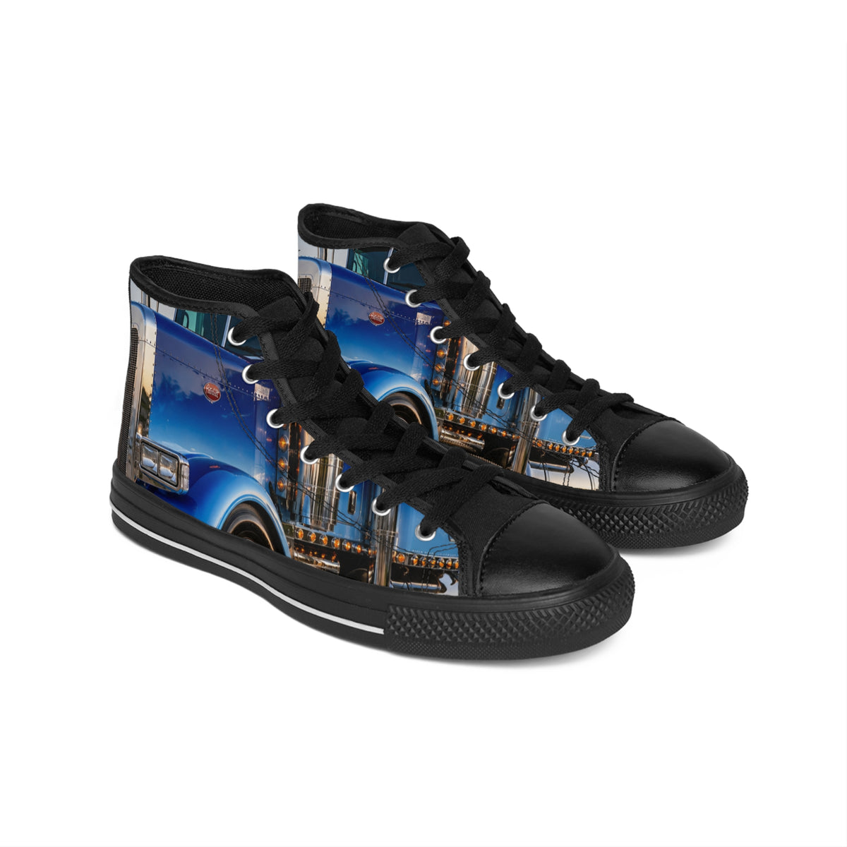 RIGGS 360 Blue Big Rig Truck High-Top Sneakers — Men's Classic Trucking Shoes