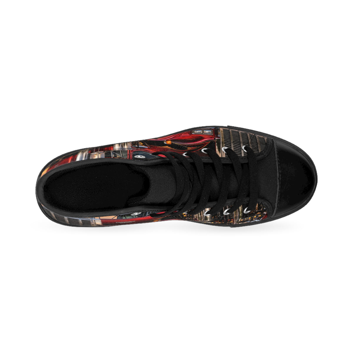 Classic Truck High-Top Sneakers — Vintage Red Semi Truck Design