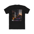 RIGGS 360 Sunset Cityscape Tee — Retro Neon Car Photo T‑Shirt