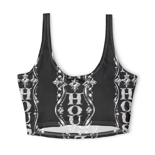 Black Gothic 'HOUSE' Pattern Sports Bra — All-Over Print