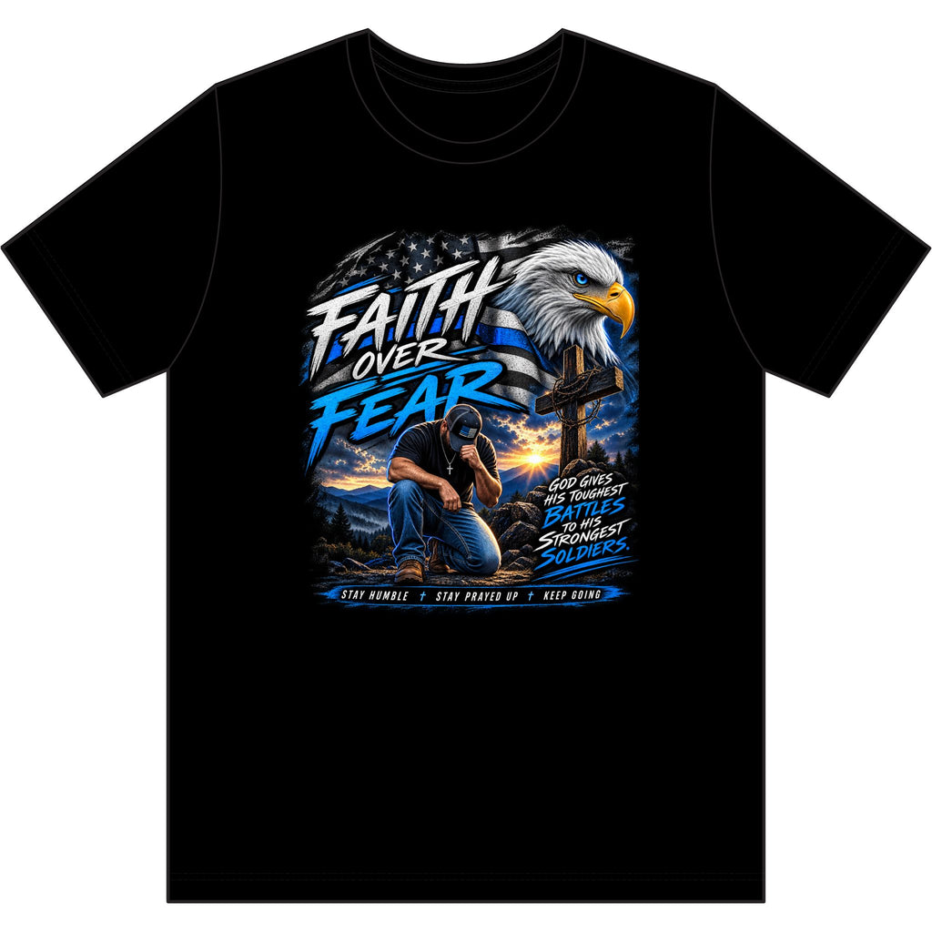 RIGGS 360 Faith Over Fear T-Shirt — Patriotic Eagle Christian Prayer Tee