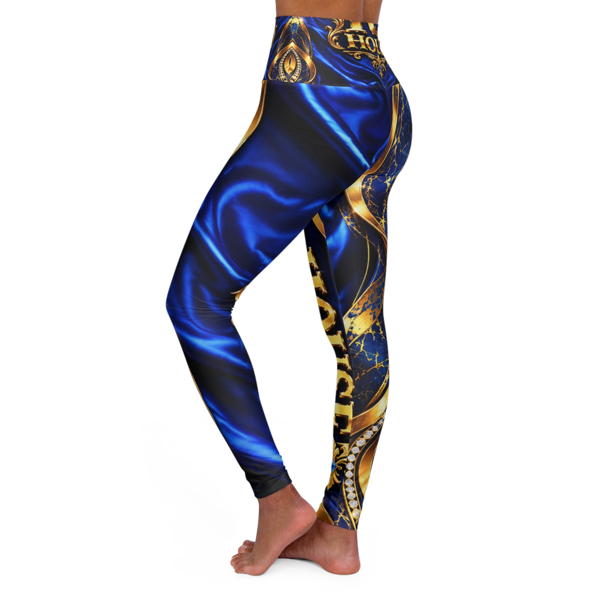 R3 HOUSE WOMENS BLUE & GOLD LEGGINS