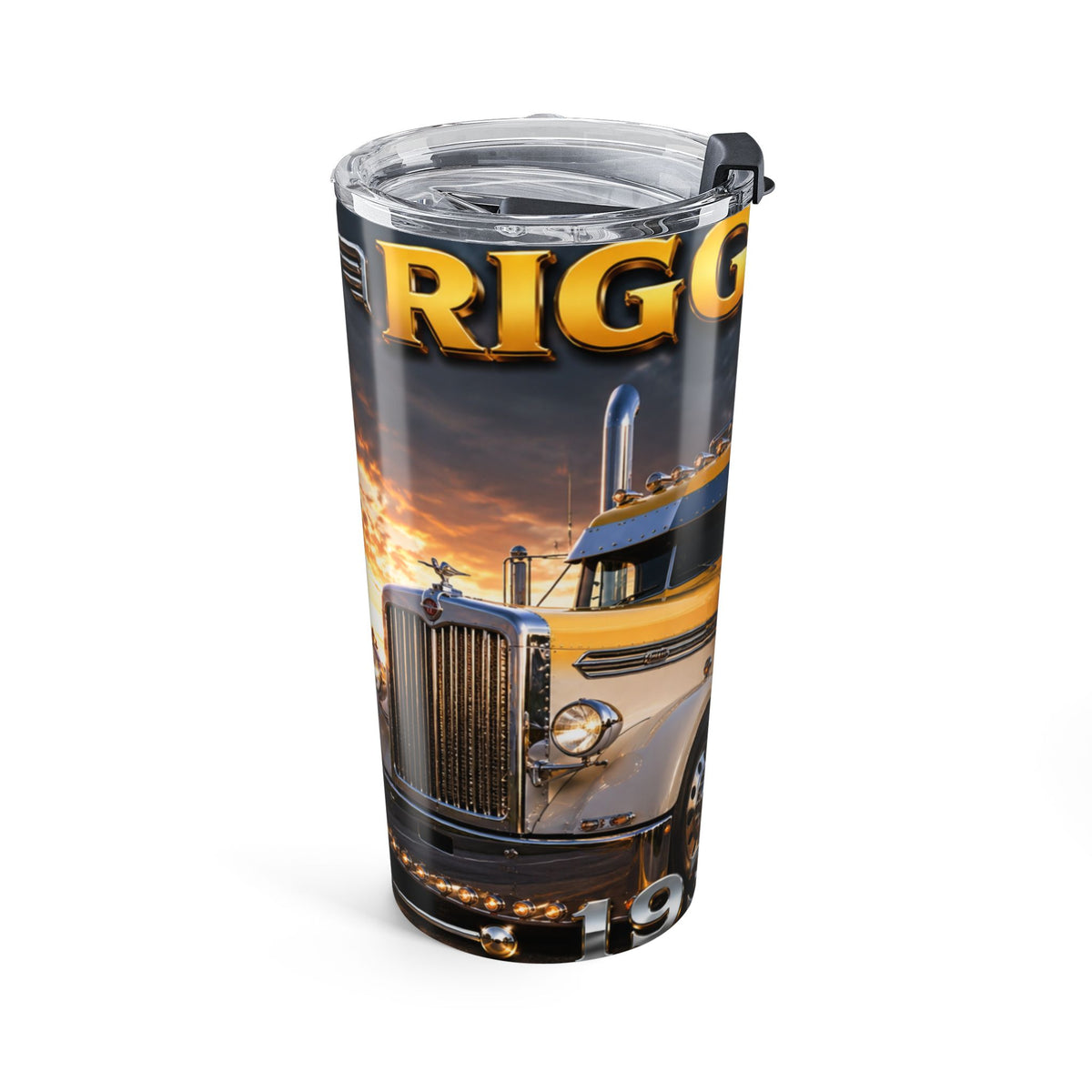 20oz Trucker Tumbler – Vintage Big Rig Sunset Travel Mug