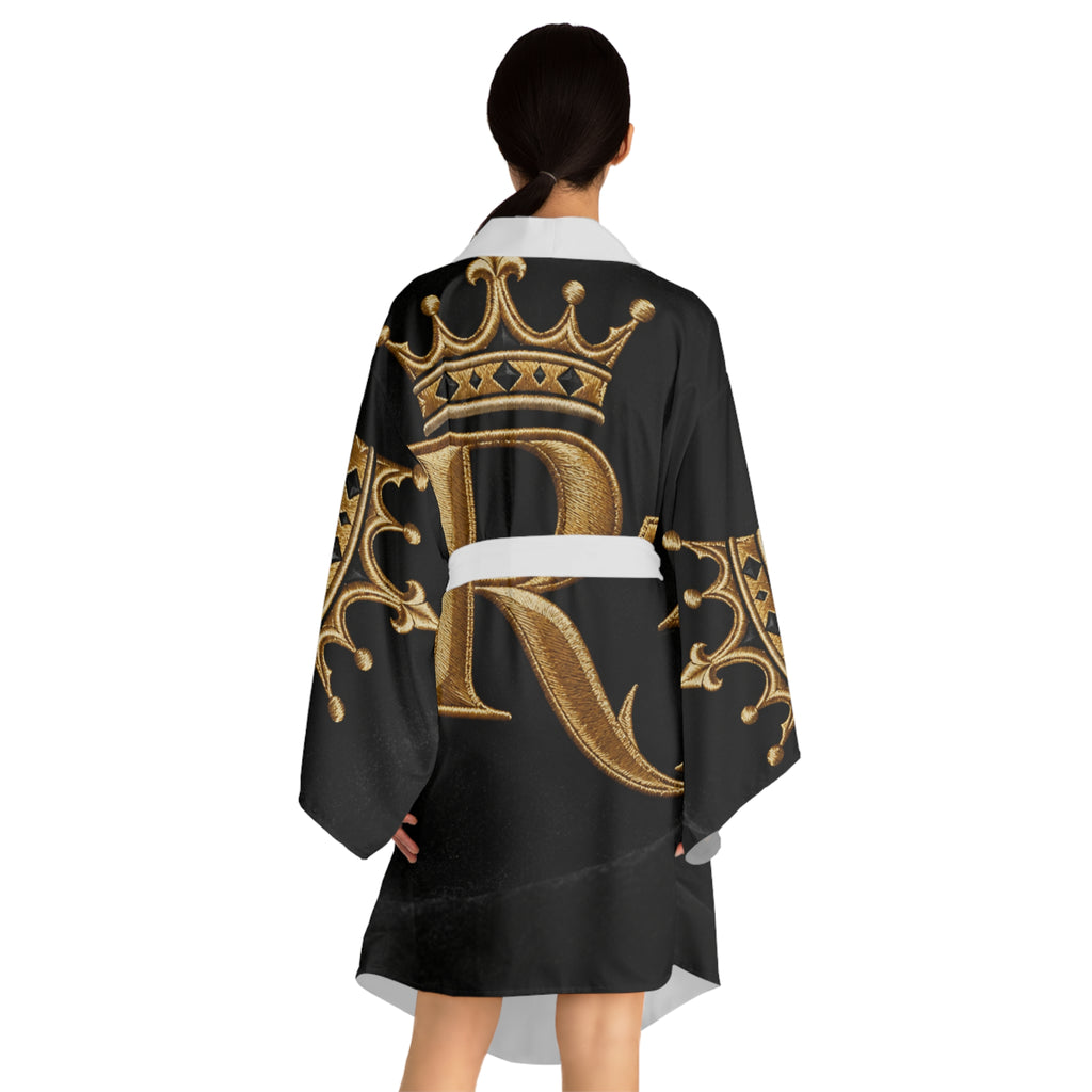 RIGGS 360 Royal Black & Gold Kimono Robe – Crown R3 Luxe Lounge Wear