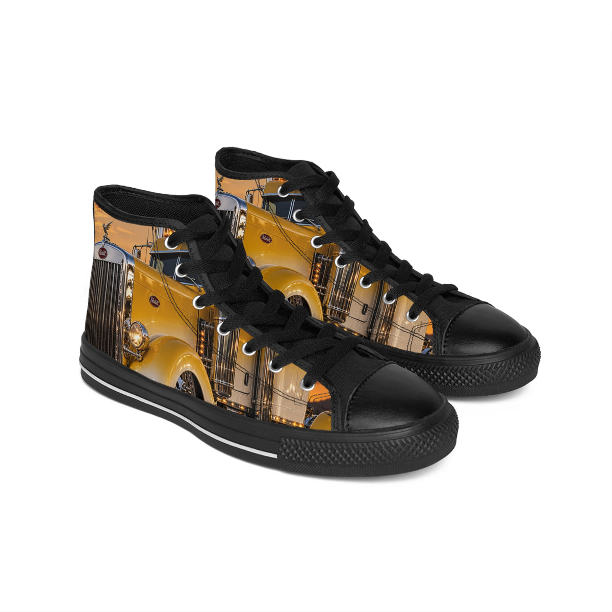 Classic Truck High-Top Sneakers — Vintage Yellow Semi Graphic
