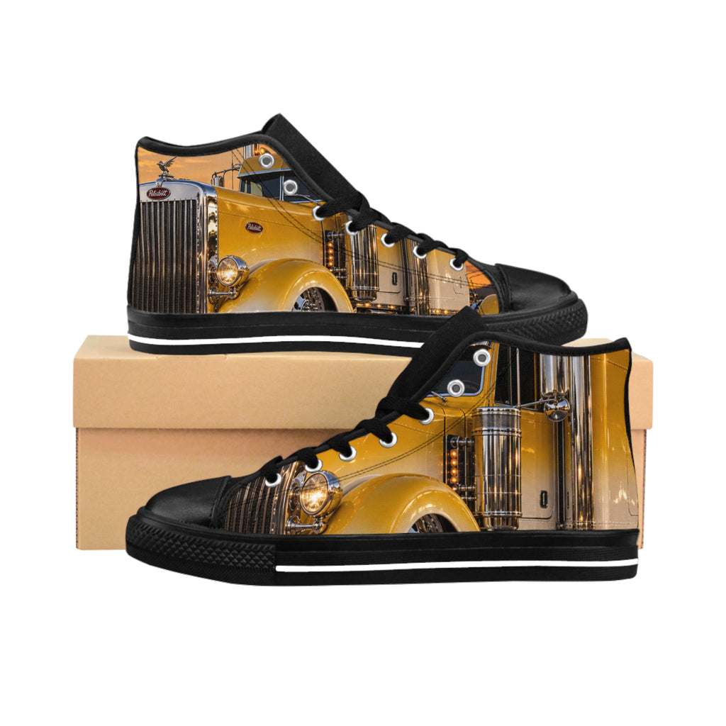 Classic Truck High-Top Sneakers — Vintage Yellow Semi Graphic