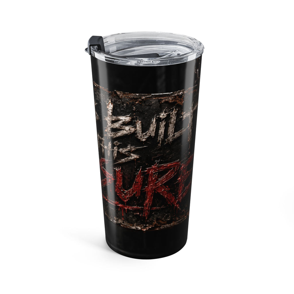 20oz Gothic Cross Tumbler – Distressed Metal & Red Sigil Travel Cup