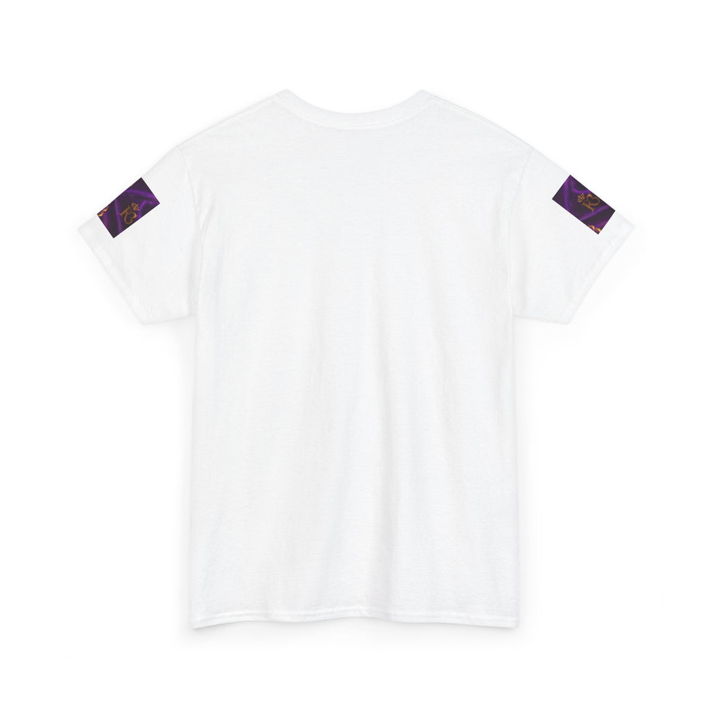 Royal R3 Crown Graphic Tee — Purple Silk Pattern Casual T‑Shirt
