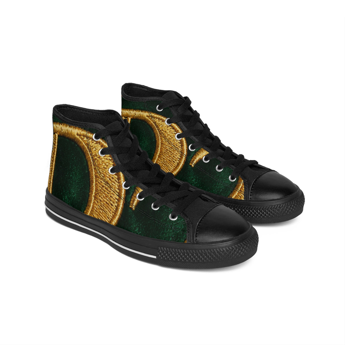 RIGGS 360 Green & Gold Crescent High-Top Sneakers — Men’s  Classic Canvas Shoes