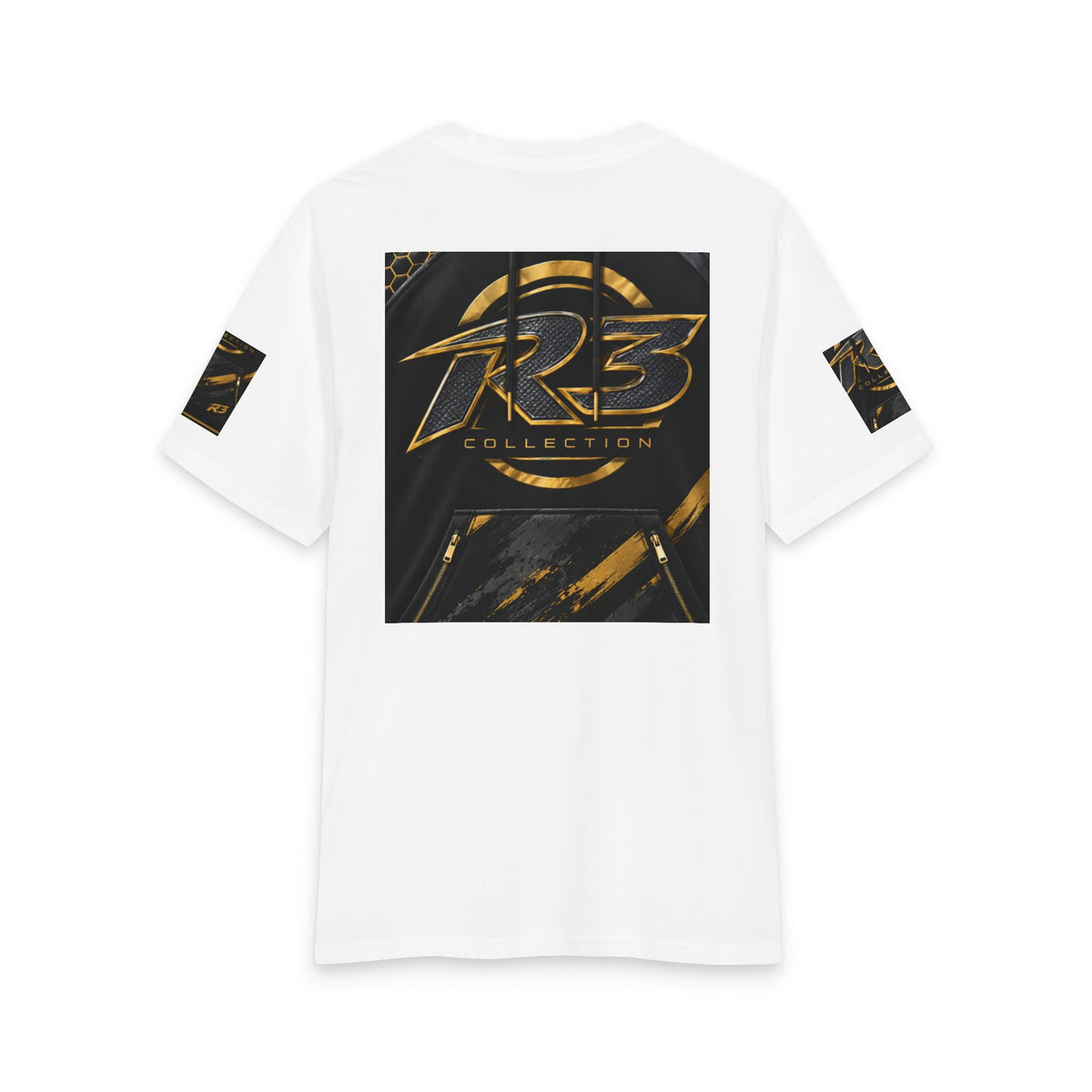 RIGGS 360 R3 Collection Logo Tee — Gold Metallic Graphic T-Shirt