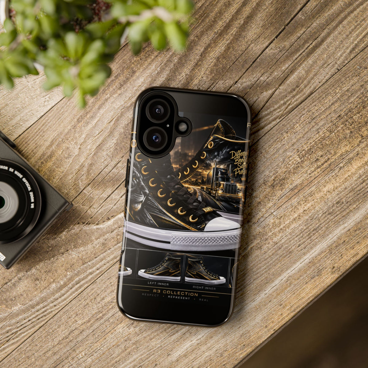 RIGGS 360 Phone Case — Black & Gold Sneaker Graphic Protective Tough Case