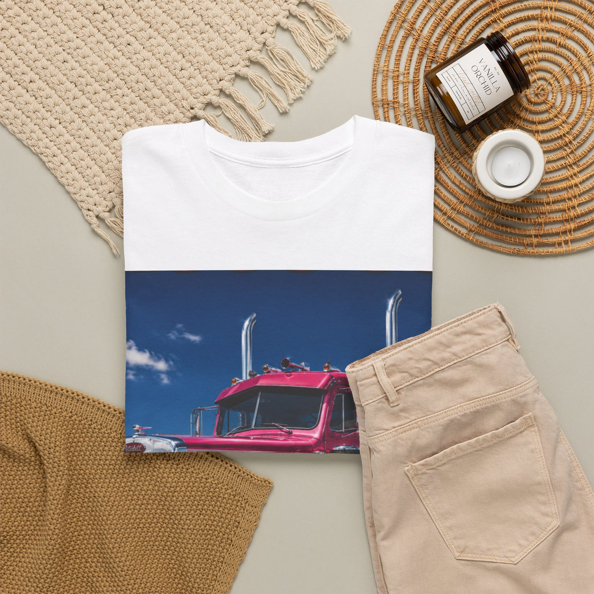 Pink Semi Truck T‑Shirt — Vintage Big Rig Print for Truckers & Fans