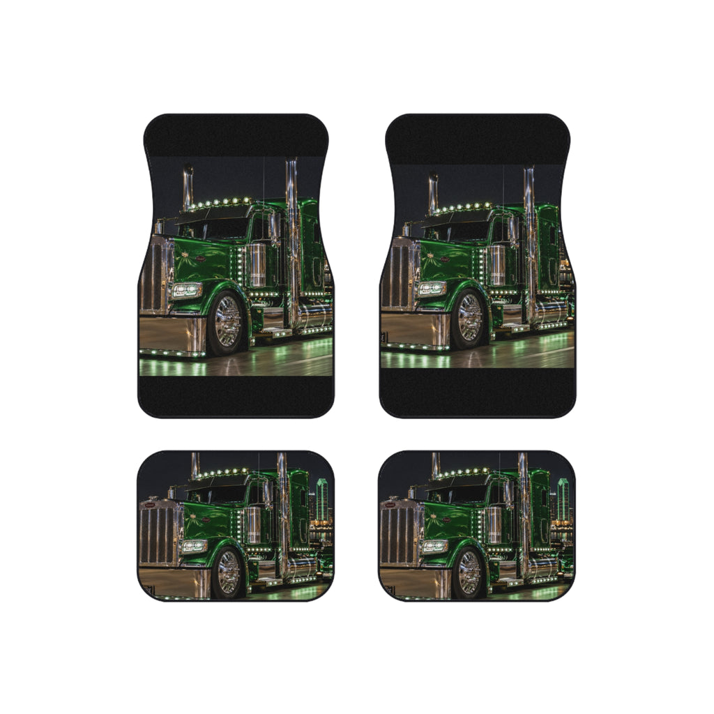 Green Semi Truck Car Mats (Set of 4) — Heavy Duty Custom Truck Floor Mats